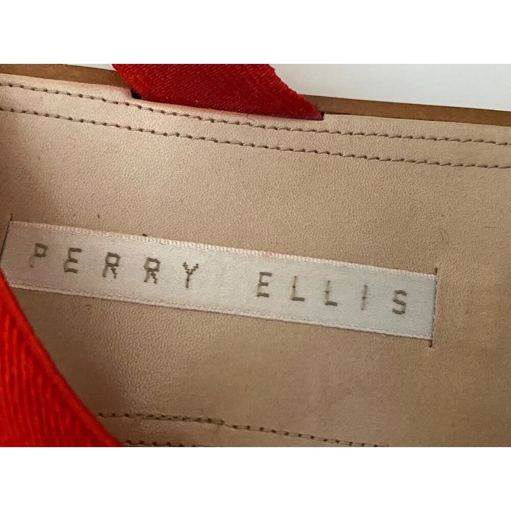 Vintage Perry Ellis Stretchy Red Women’s‎ Strappy Sandal Flat Gladiator Size 9B